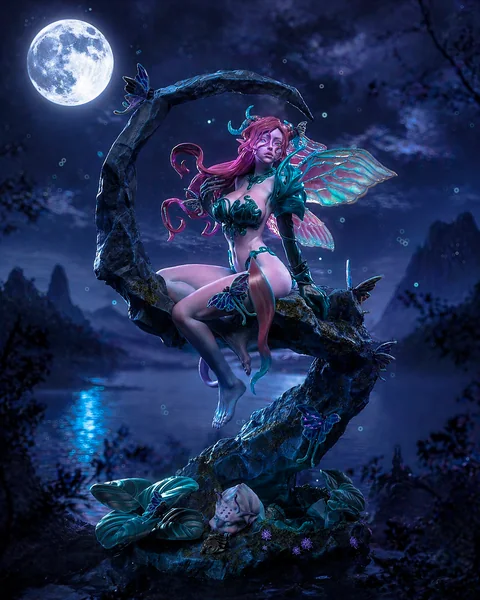 Moth Guardian dark fantasy winged 1/6 scale 3D printable resin STL statue by Nympha3D