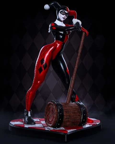 Harley Quinn 1/6 scale pre-supported 3D print STL statue from the Nympha3D archive